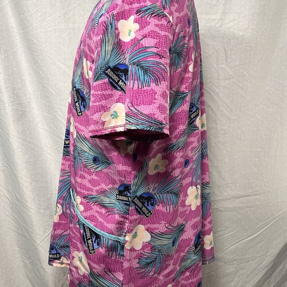 Jurassic World Nurse Scrub Top Men’s XL Tropical Palm Print Medical - Picture 4 of 14